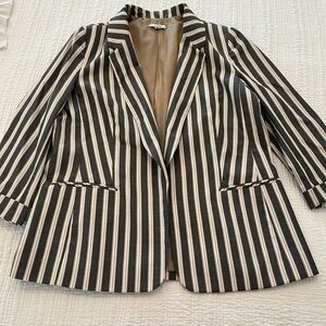 Bar III Black and White Striped Blazer